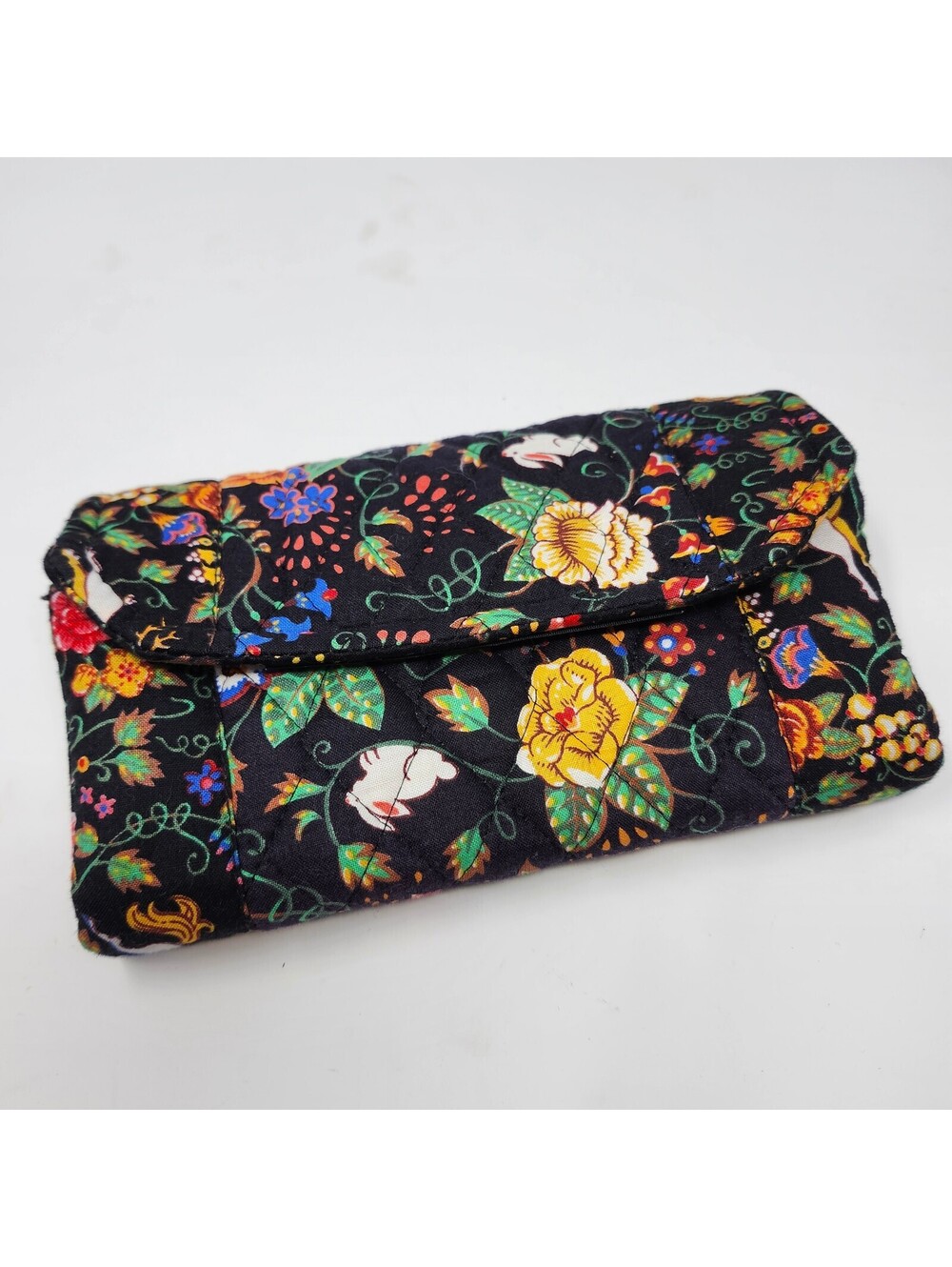 Vera Bradley Designs Turn On The Bright Floral Organizer Wallet Black Vintage